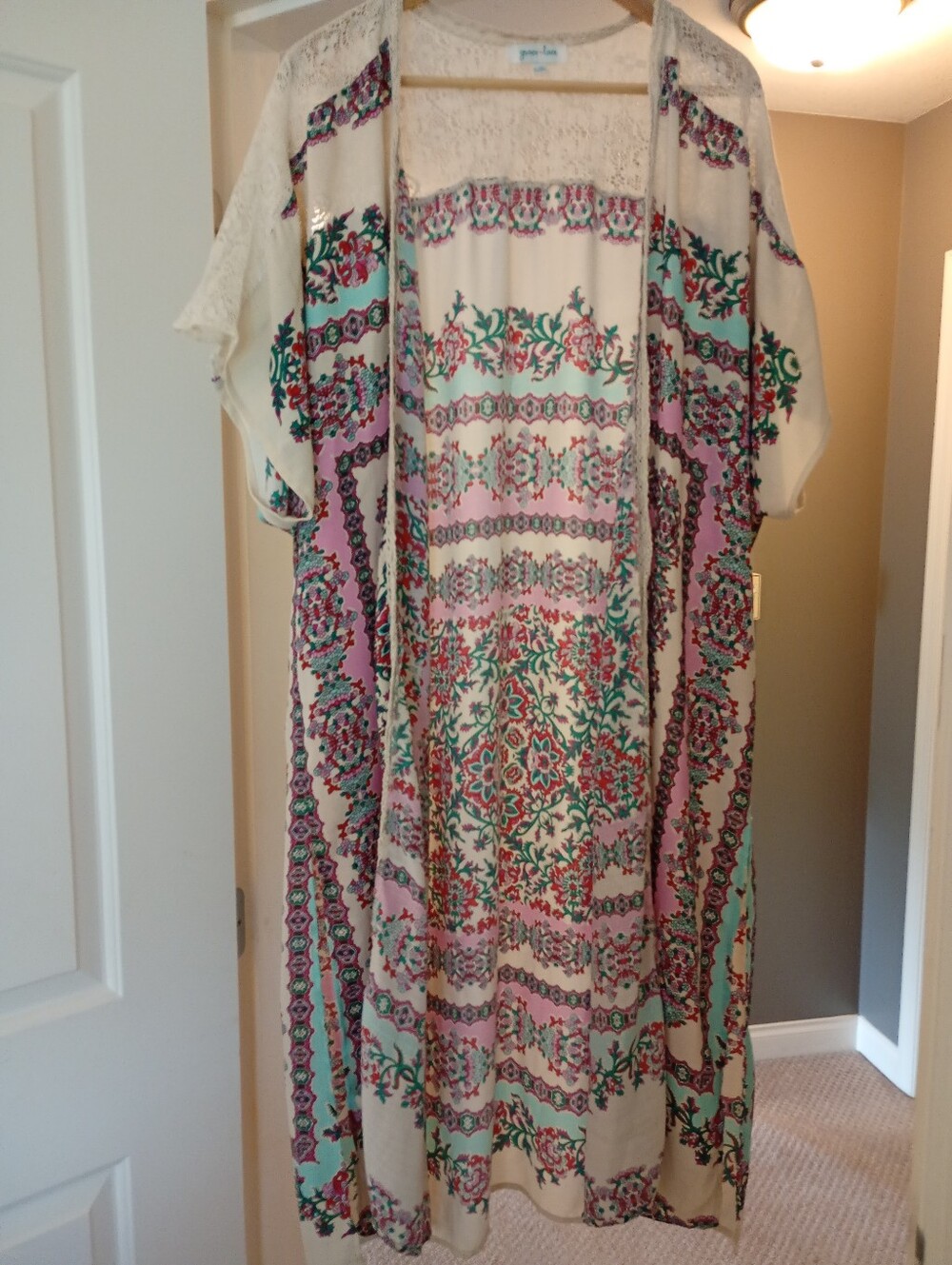 Grace + Lace | Open Long Floral Flowy Duster | L/XL